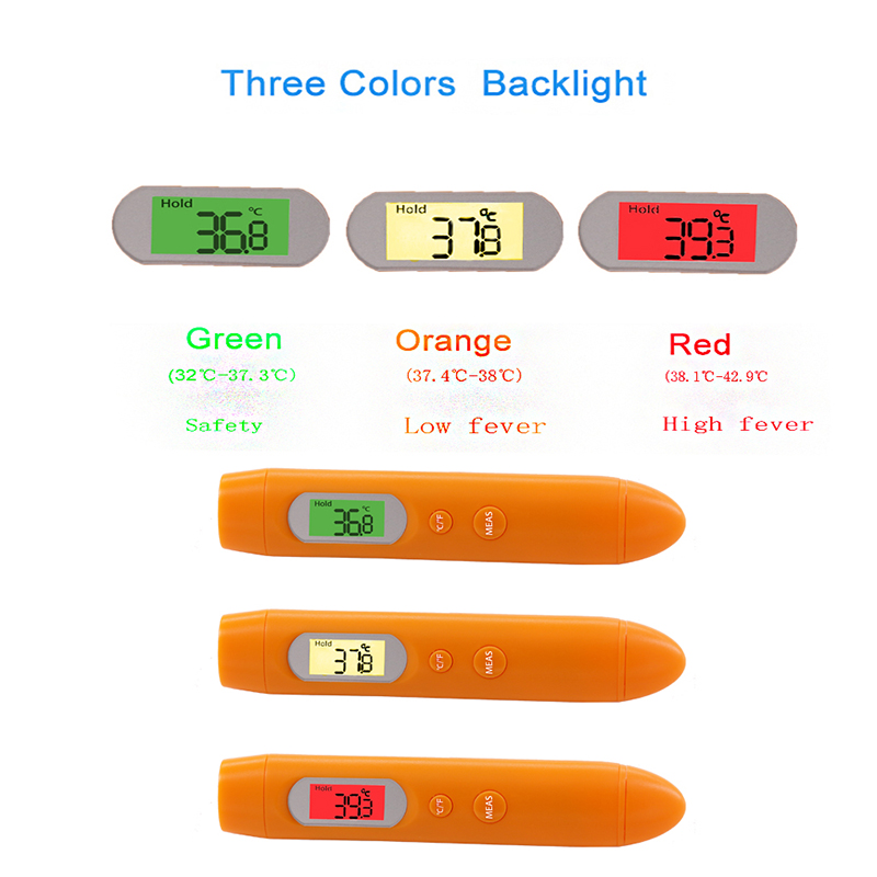 Новые товары 2019 Китайская фабрика ушных и лобных инфракрасных термометров с оранжево-зеленой подсветкой